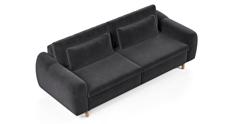Nyra 3-seater sofa bed with wooden leg - velvet