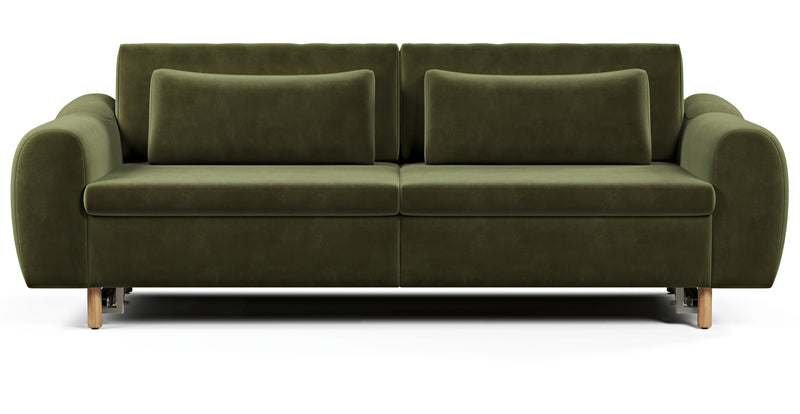 Nyra 3-seater sofa bed with wooden leg - velvet