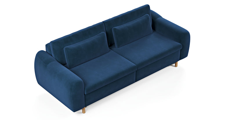 Nyra 3-seater sofa bed with wooden leg - velvet