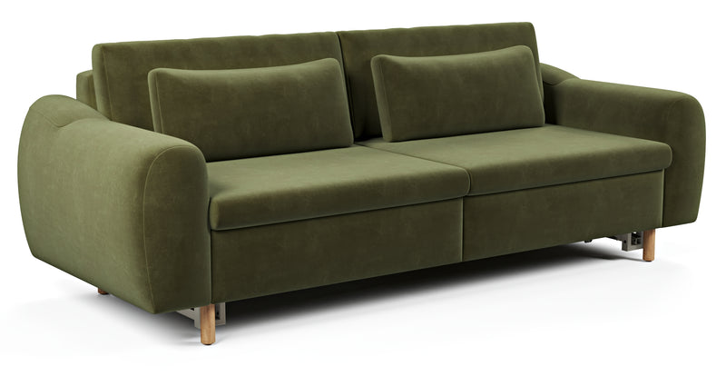Nyra 3-seater sofa bed with wooden leg - velvet