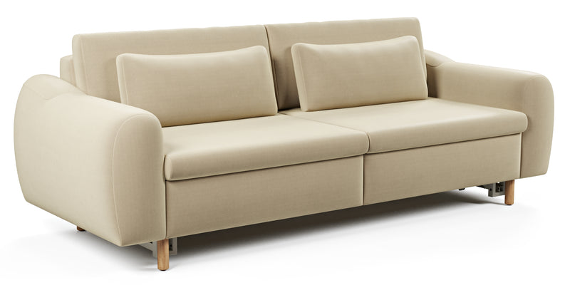 Nyra 3-seater sofa bed with wooden leg - Performance Velvet