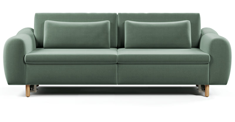 Nyra 3-seater sofa bed with wooden leg - Performance Velvet
