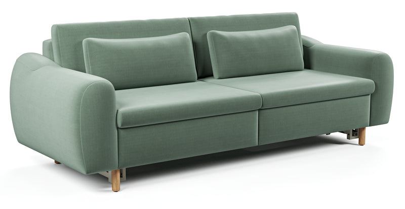 Nyra 3-seater sofa bed with wooden leg - Performance Velvet
