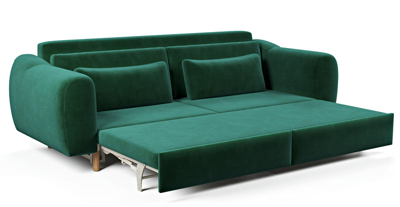 Nyra 3-seater sofa bed with wooden leg - velvet