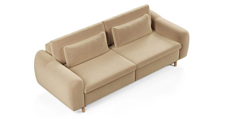 Nyra 3-seater sofa bed with wooden leg - Performance Velvet