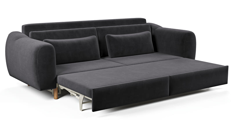 Nyra 3-seater sofa bed with wooden leg - velvet