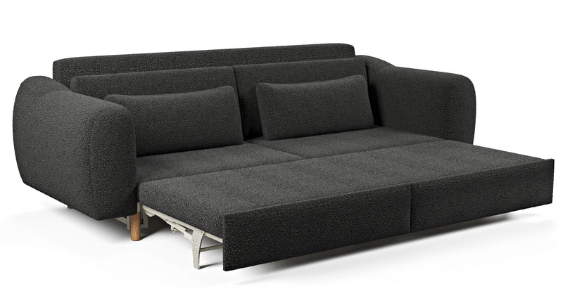 Nyra 3-seater sofa bed with wooden leg - Bouclé