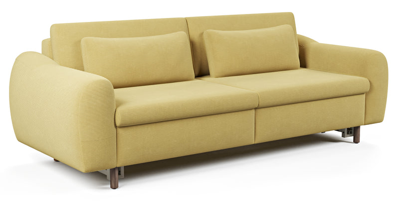 Nyra 3-seater sofa bed with wooden leg - corduroy velour
