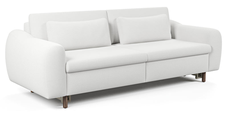 Nyra 3-seater sofa bed with wooden leg - corduroy velour