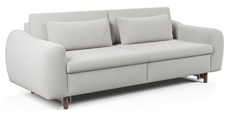 Nyra 3-seater sofa bed with wooden leg - corduroy velour