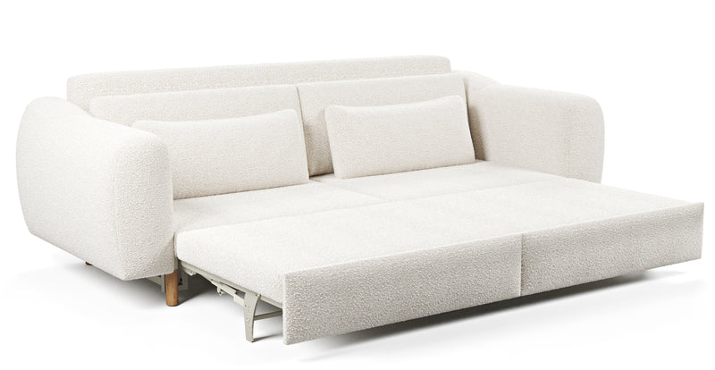 Nyra 3-seater sofa bed with wooden leg - Bouclé