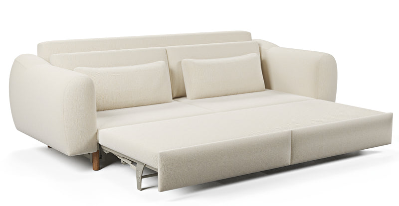 Nyra 3-seater sofa bed with wooden leg - natural fabric