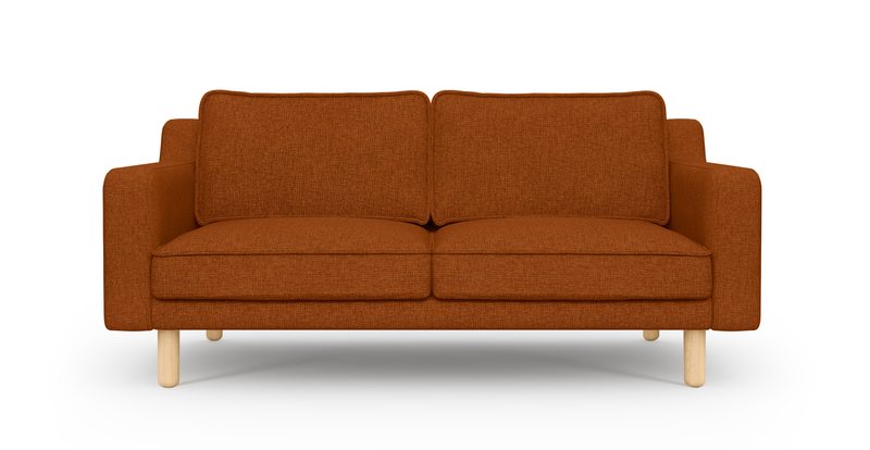 Klem Slim 2-Sitzer Sofa Zylindrisch Holzbein - Gewebe