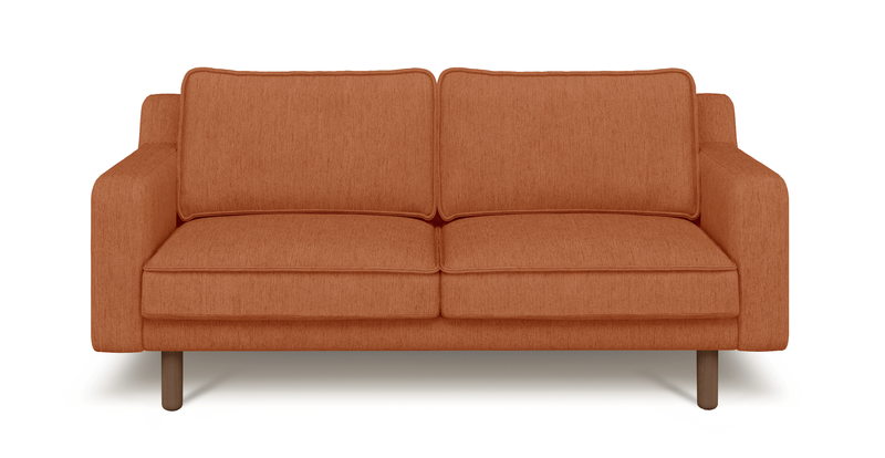 Klem Slim 2-seater sofa cylindrical wooden leg - Performance fabric