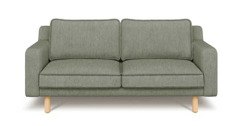 Klem Slim 2-seater sofa cylindrical wooden leg - Performance fabric