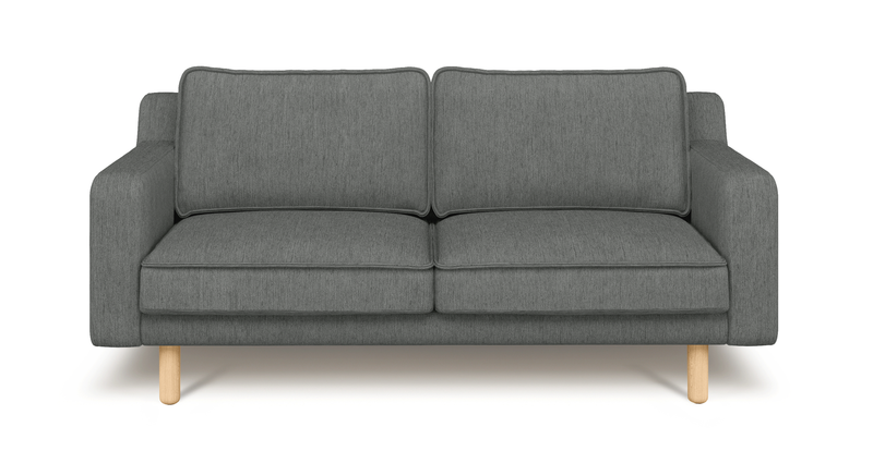 Klem Slim 2-seater sofa cylindrical wooden leg - Performance fabric