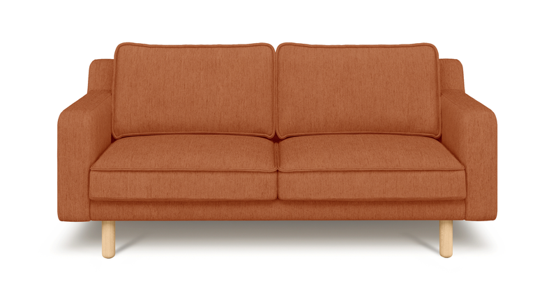 Klem Slim 2-seater sofa cylindrical wooden leg - Performance fabric
