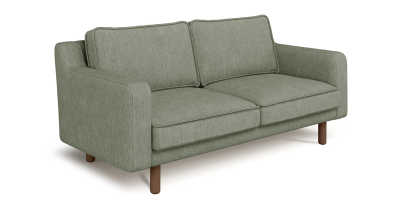 Klem Slim 2-seater sofa cylindrical wooden leg - Performance fabric