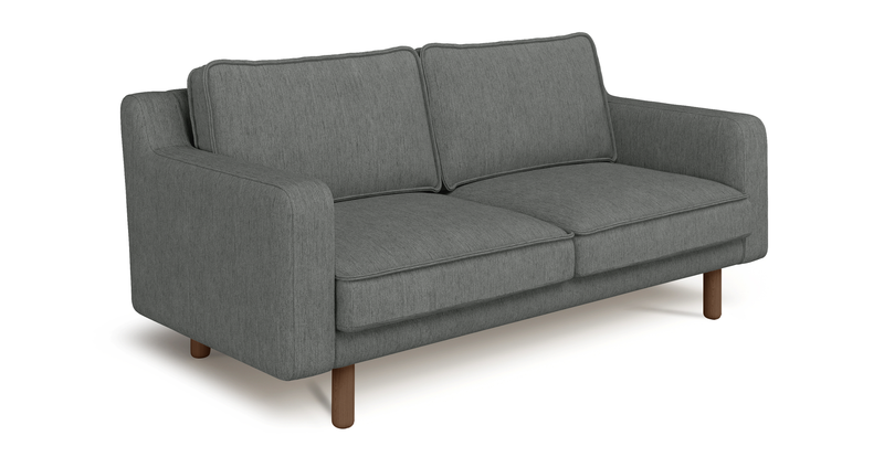 Klem Slim 2-seater sofa cylindrical wooden leg - Performance fabric