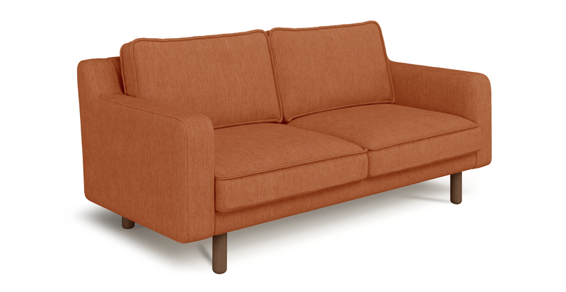 Klem Slim 2-seater sofa cylindrical wooden leg - Performance fabric