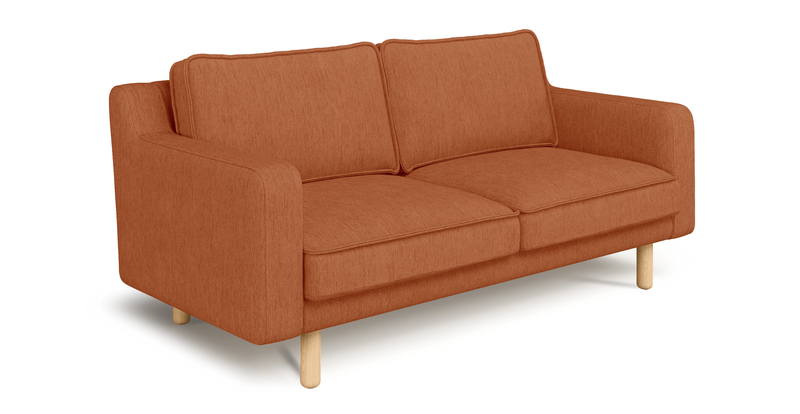 Klem Slim 2-seater sofa cylindrical wooden leg - Performance fabric