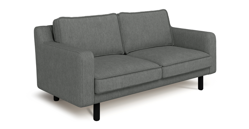 Klem Slim 2-seater sofa cylindrical wooden leg - Performance fabric