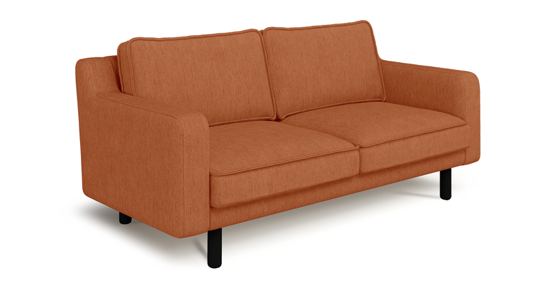 Klem Slim 2-seater sofa cylindrical wooden leg - Performance fabric