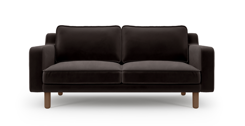 Klem Slim 2 seater Sofa Cylindrical Wooden leg - Velvet