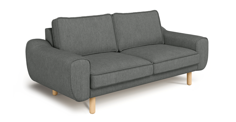Klem 2-Sitzer Sofa Zylindrisch Holzbein - Performance-Stoff