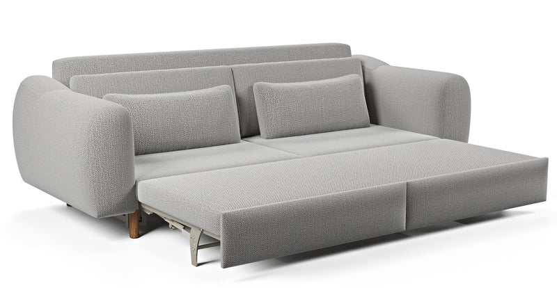 Nyra 3-seater sofa bed with wooden leg - natural fabric
