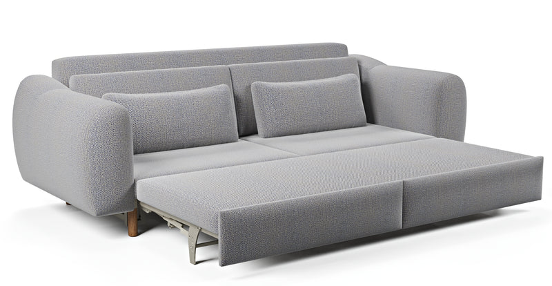 Nyra 3-seater sofa bed with wooden leg - natural fabric