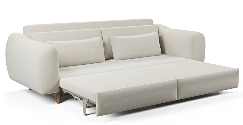 Nyra 3-seater sofa bed with wooden leg - natural fabric