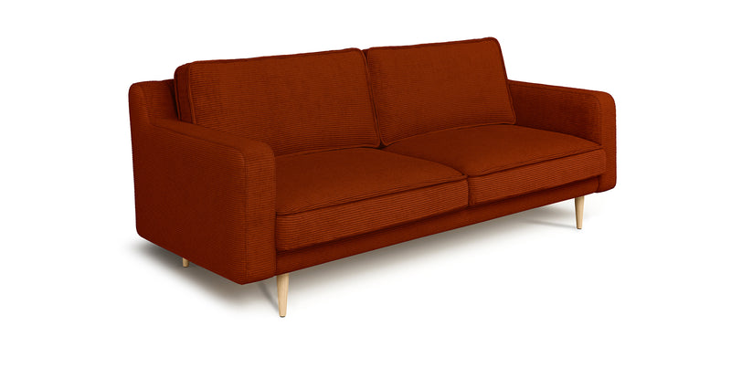 Klem Slim 3-Seater Sofa Wooden Leg - Cord Velour