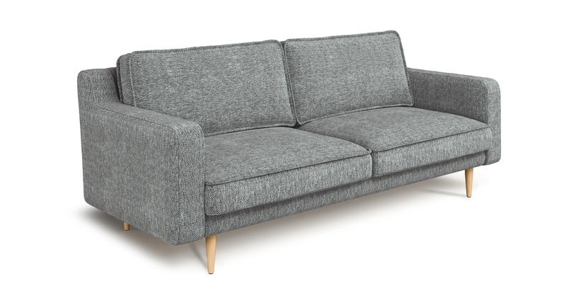 Klem Slim 3-Seater Sofa Wooden Leg - Natural Woven