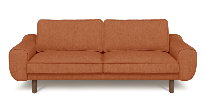 Klem 3-seater sofa cylindrical wooden leg - performance fabric