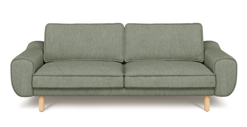Klem 3-seater sofa cylindrical wooden leg - performance fabric