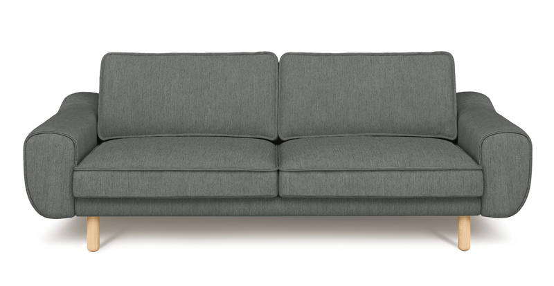 Klem 3-seater sofa cylindrical wooden leg - performance fabric