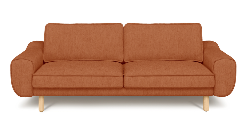 Klem 3-seater sofa cylindrical wooden leg - performance fabric