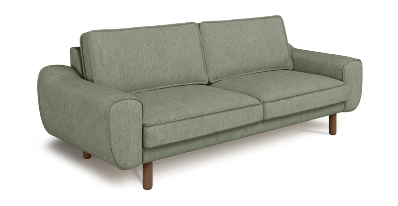 Klem 3-seater sofa cylindrical wooden leg - performance fabric