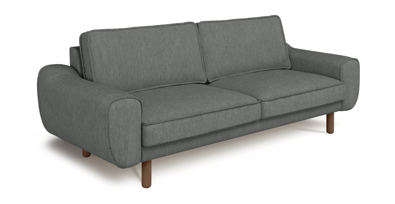 Klem 3-seater sofa cylindrical wooden leg - performance fabric