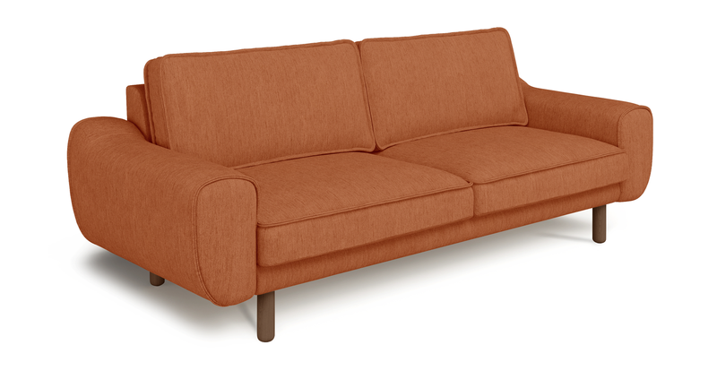 Klem 3-seater sofa cylindrical wooden leg - performance fabric