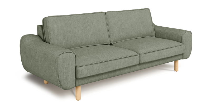Klem 3-seater sofa cylindrical wooden leg - performance fabric