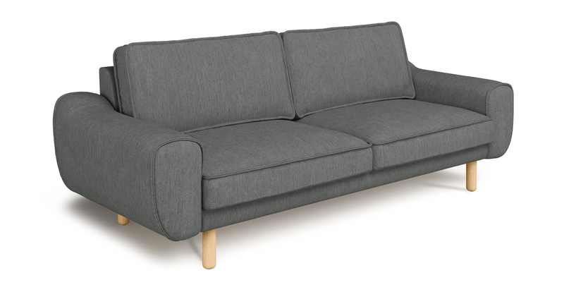 Klem 3-seater sofa cylindrical wooden leg - performance fabric