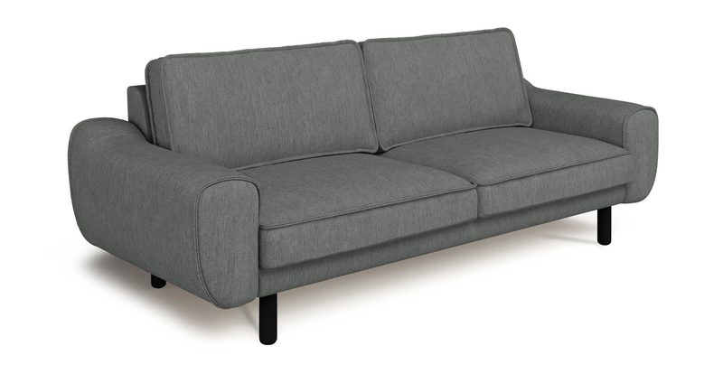 Klem 3-seater sofa cylindrical wooden leg - performance fabric