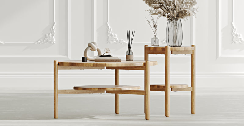 Norac Solid Oak Set Of Two Small Coffee Table