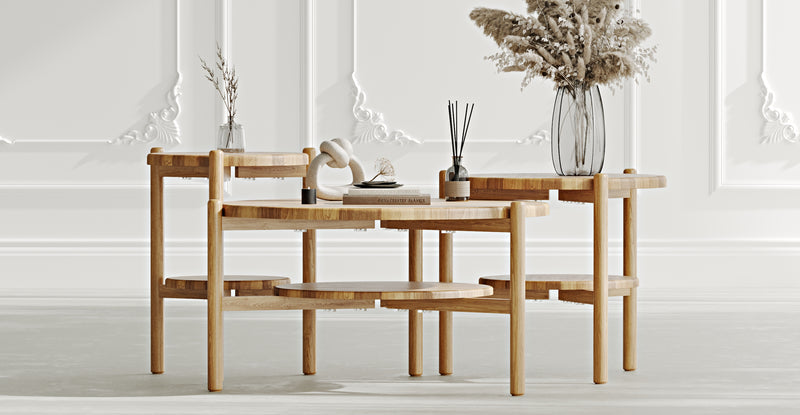 Norac Massiver Eichen Dreier-Set Couchtisch