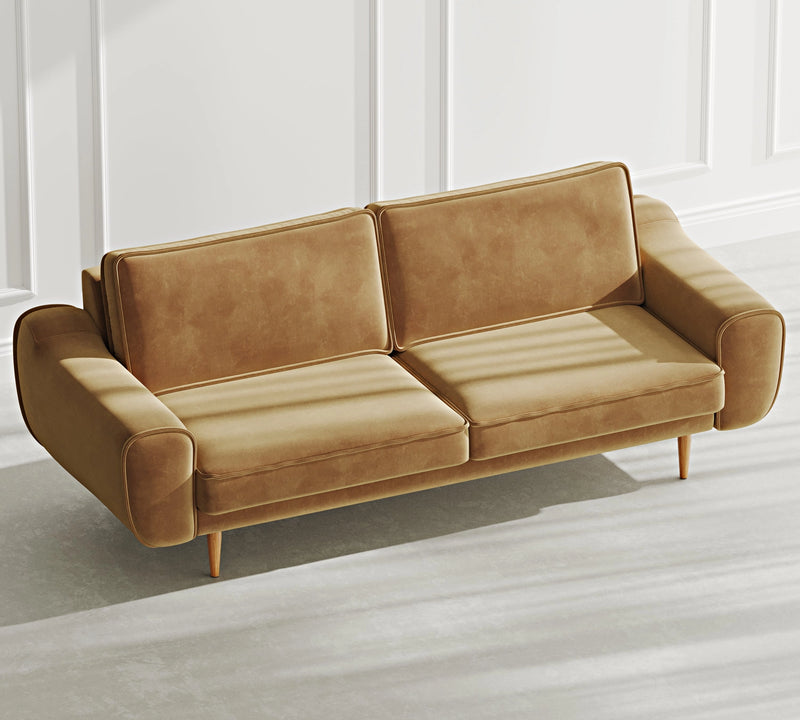 Klem 3-Seater Sofa Wooden Leg - Velvet
