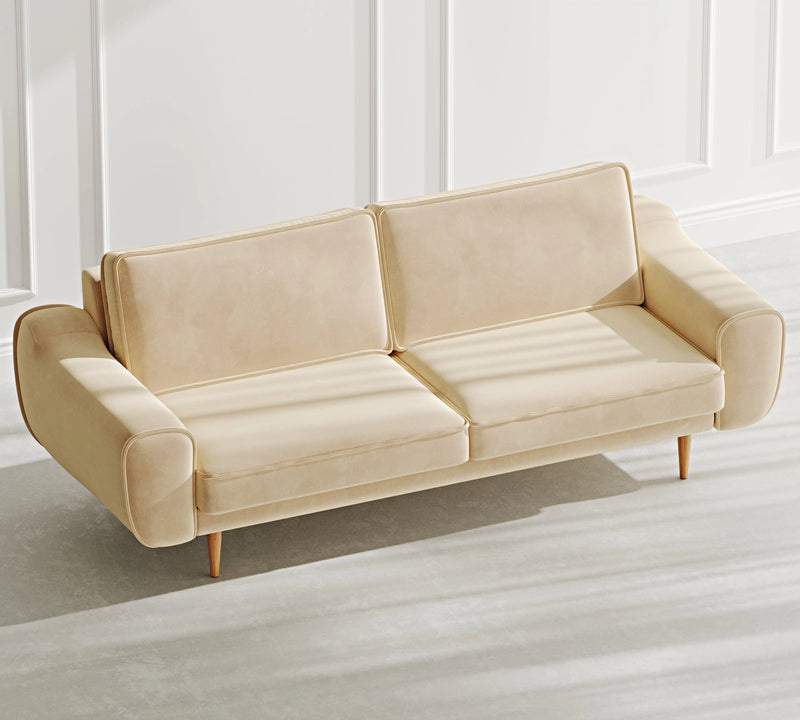Klem 3-Seater Sofa Wooden Leg - Velvet