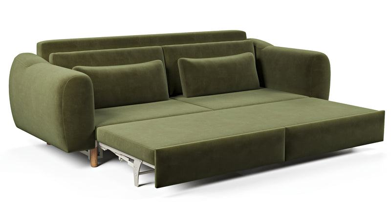 Nyra 3-seater sofa bed with wooden leg - velvet