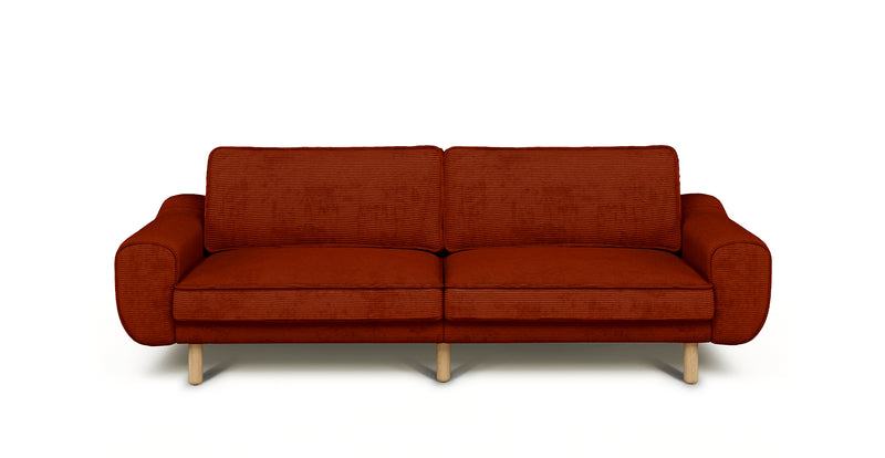 Klem 3-Sitzer Sofa Groß Zylindrisch Holzbein - Cord Velours
